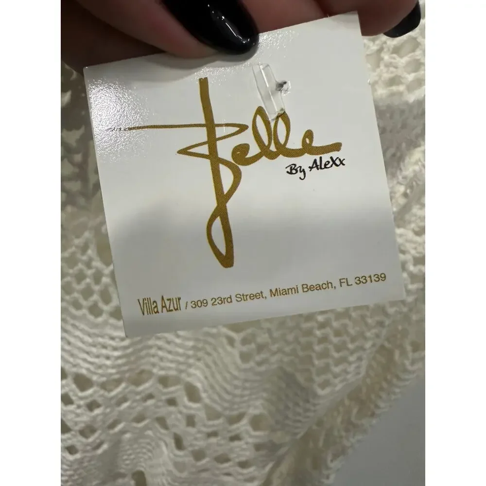 Miss June Cotton Crochet Keyhole Back Angel Long Maxi Dress White Women's Size 1 - Picture 8 of 10